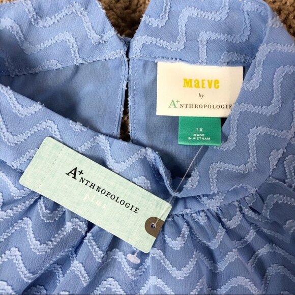 Maeve (Anthropologie) NWT Polyester Keyhole Blue CHARLEY Halter Blouse, Size 1X - Picture 11 of 12